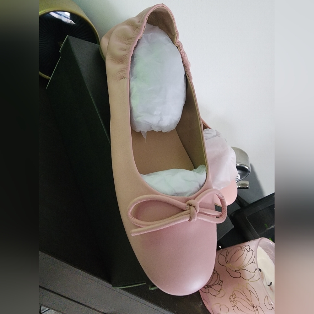 Saks Fifth Avenue Pink Bow Detail Ballet Flats